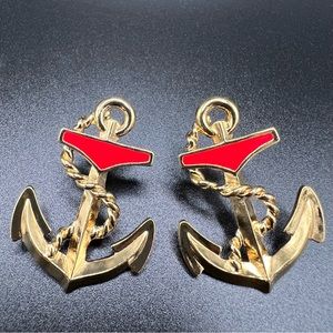 Vintage Avon Gold Tone Earrings “Anchors Away”